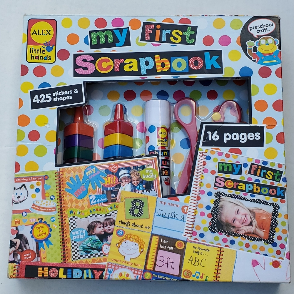 Alex little hands, My First Scrapbook, 425 stickers and shapes, 16 pages.
